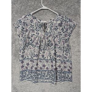 Vintage Y2K GAP Top L Floral Pintuck Peasant Lightweight Romantic Feminine Boho